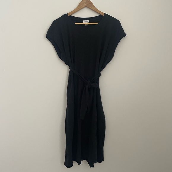 J.Crew Factory - Versatile Knit Tie-Waist Cotton Mini Dress Size L Black - Picture 4 of 10
